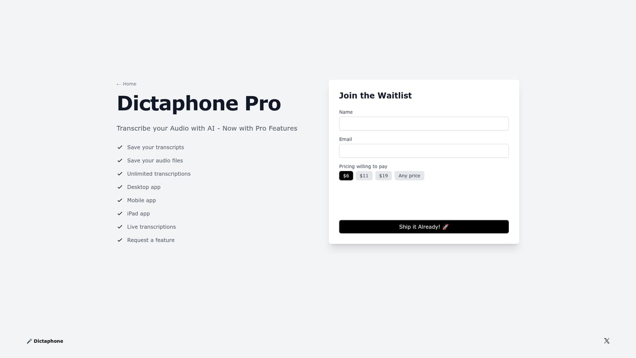 Dictaphone — Join the Pro waitlist for more access
