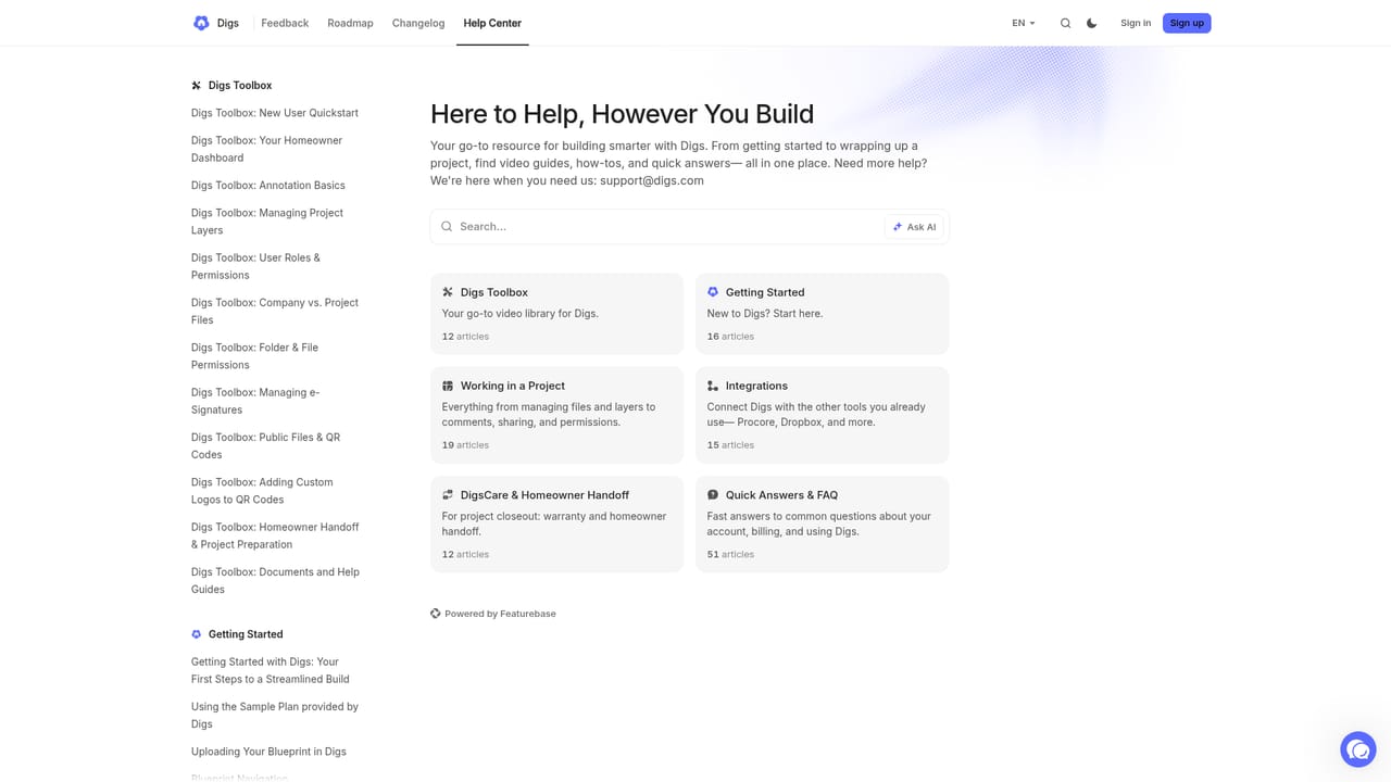 Digs — Set up your first project