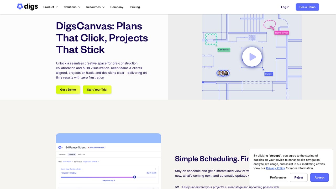 Digs — Explore canvas and takeoffs