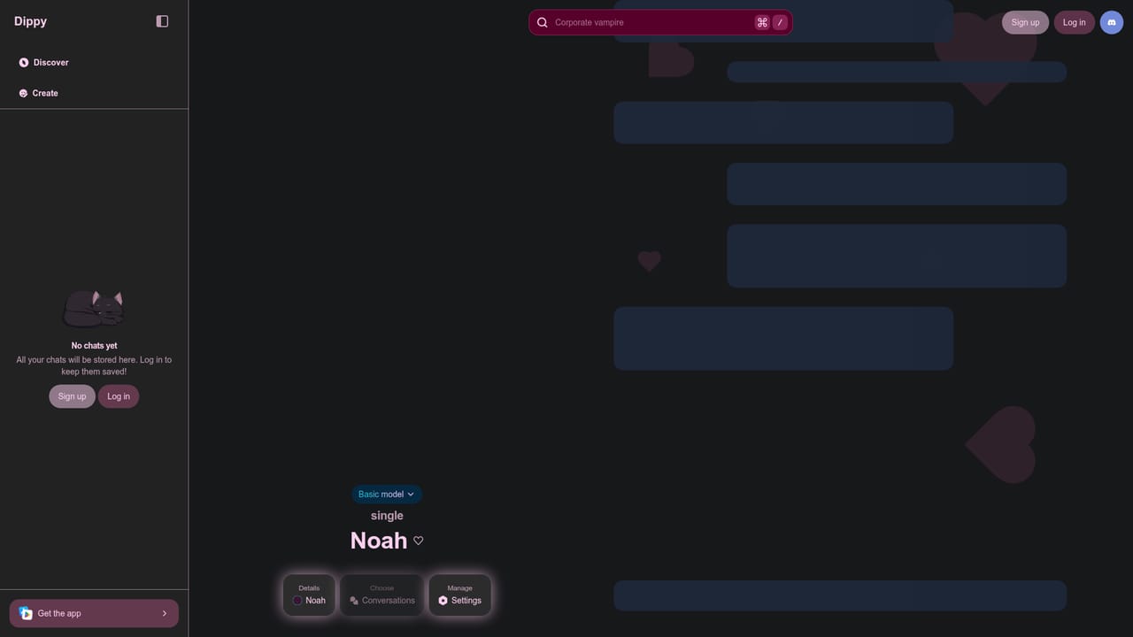 DippyAI — Open a character and read the premise