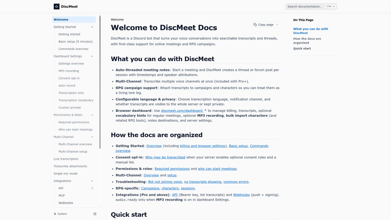Discord DiscMeet — Run the setup command once