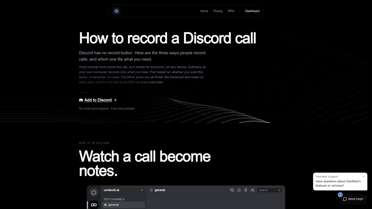 Discord DiscMeet — Start and stop a recording