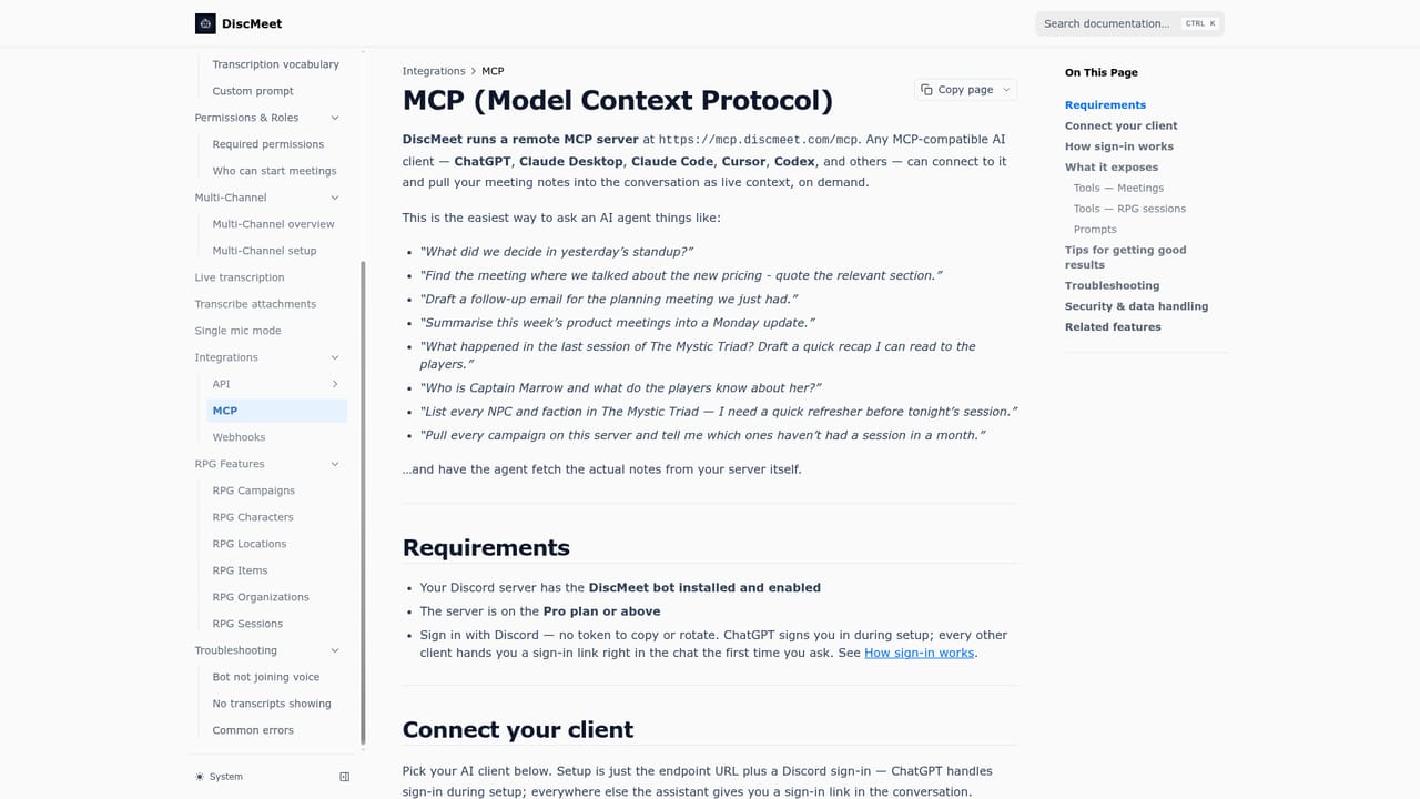 Discord DiscMeet — Connect your AI assistant over MCP