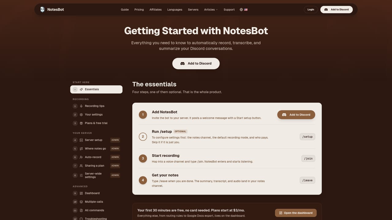 Discord NotesBot — Invite NotesBot to your server