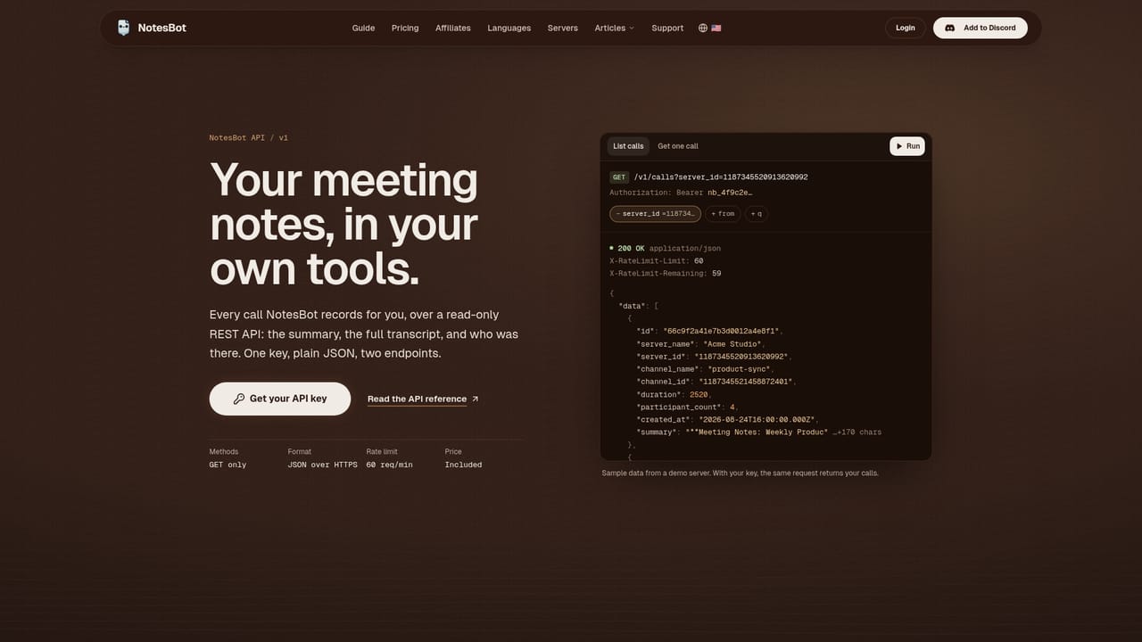 Discord NotesBot — Pull data through the REST API