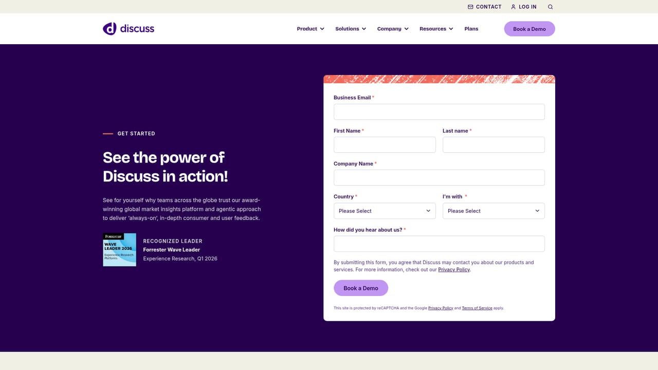 Discuss.io — Book a demo and scope your research needs