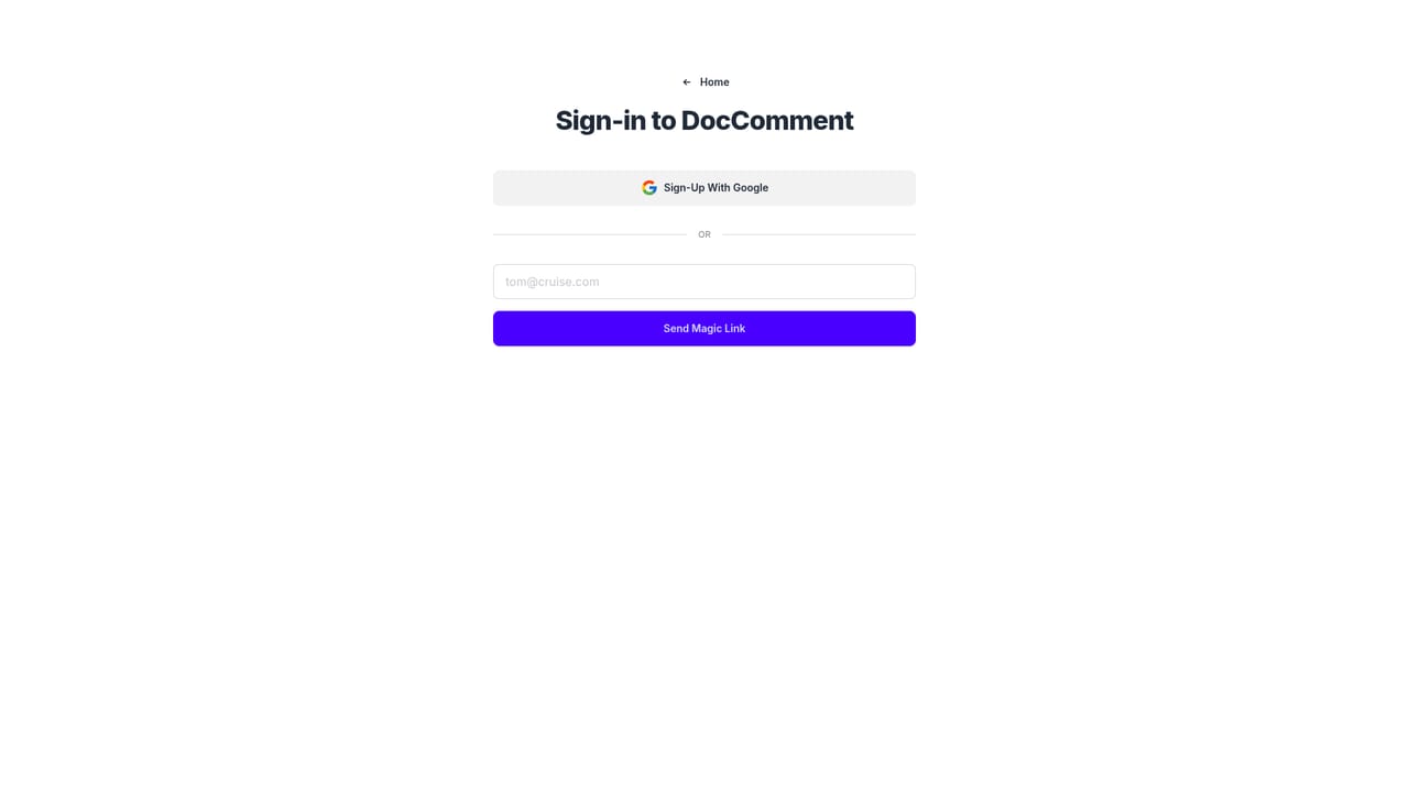 DocComment — Sign up for ongoing use