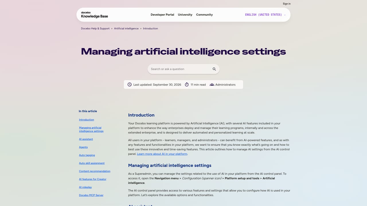 Docebo — Review AI controls and security posture