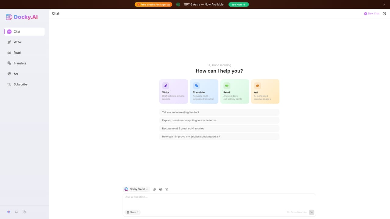 Docky — Sign in and claim credits
