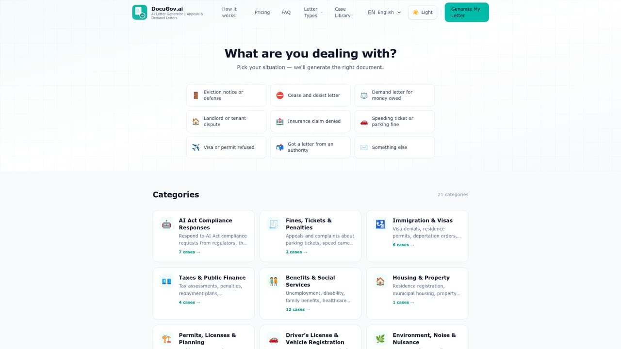 DocuGov.ai — Pick the document type