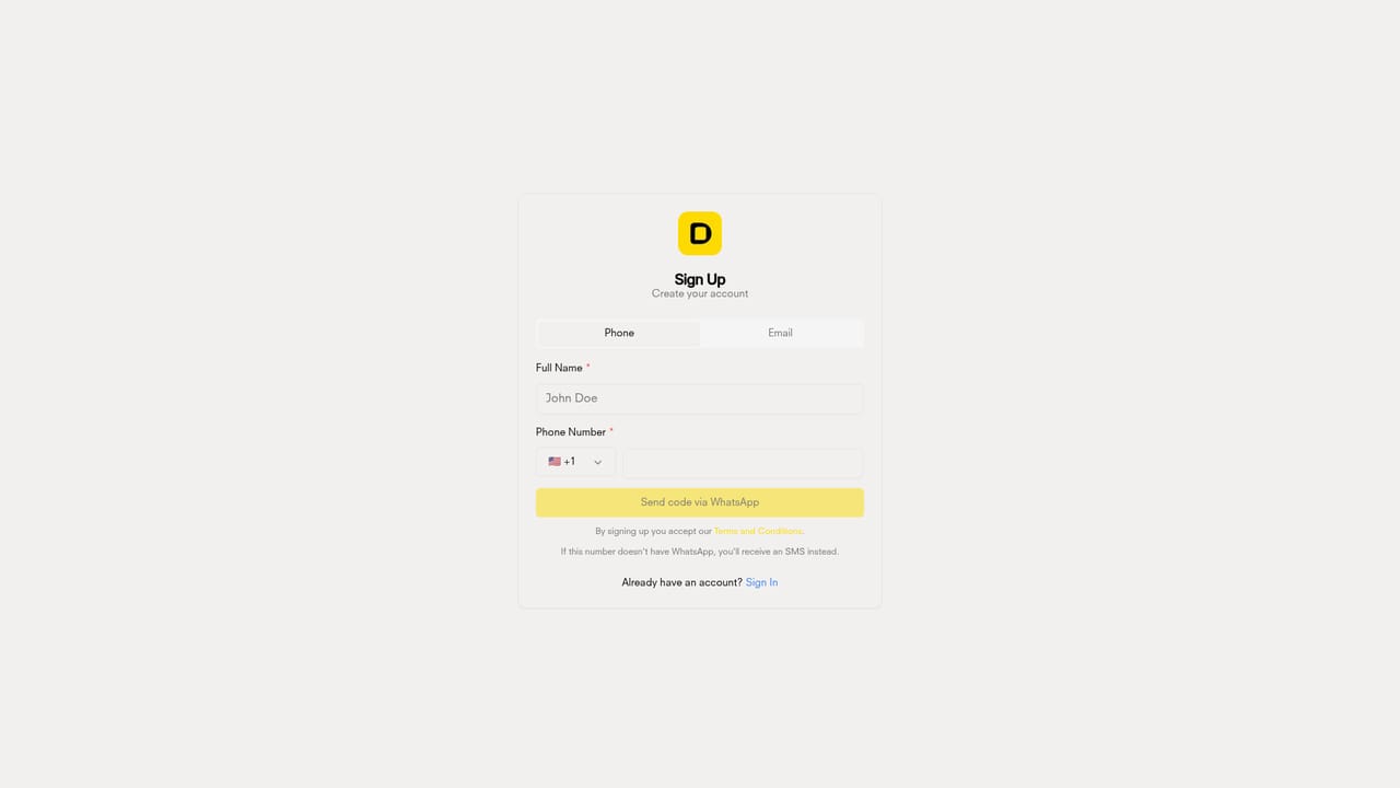 Doko AI — Create an account and open the agent builder