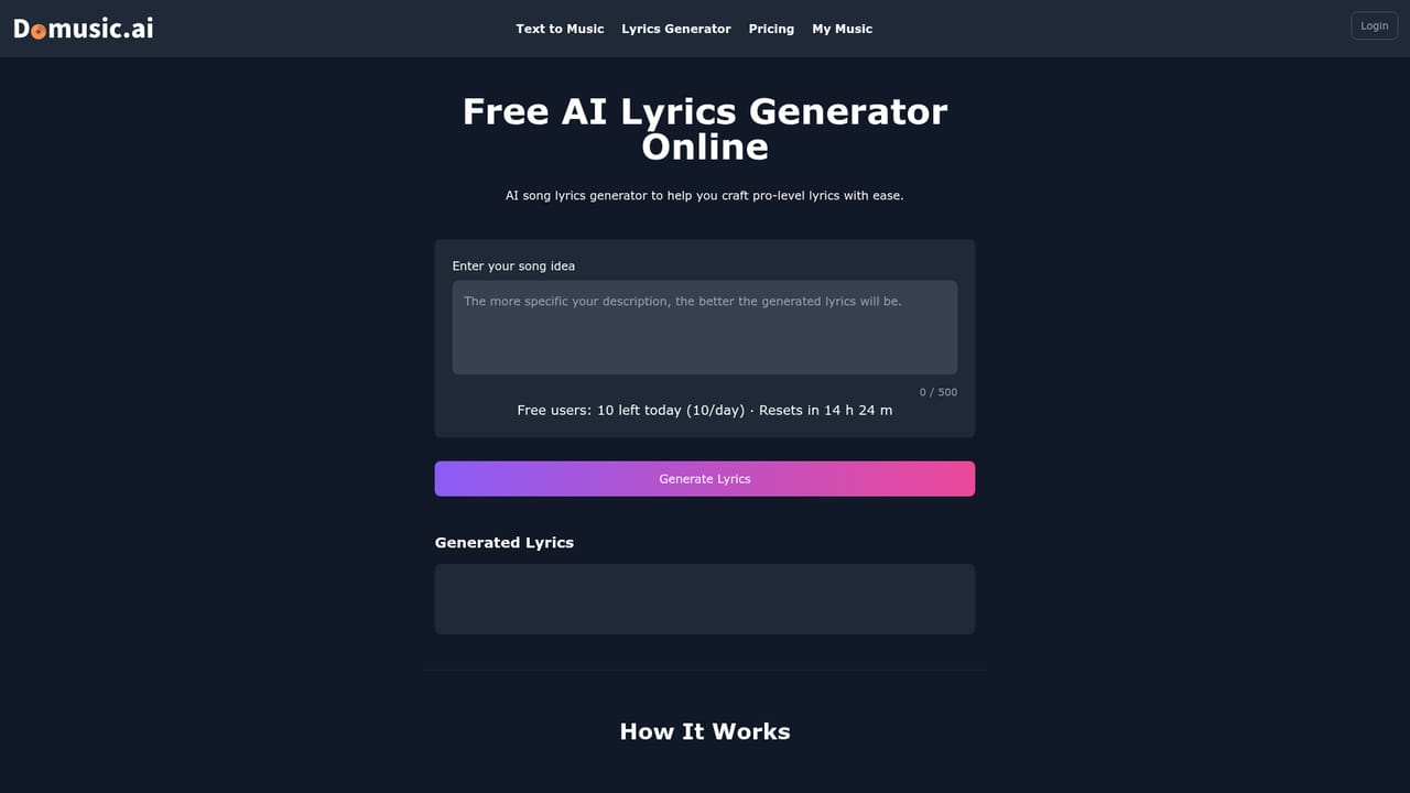 Domusic.ai — Draft lyrics if needed