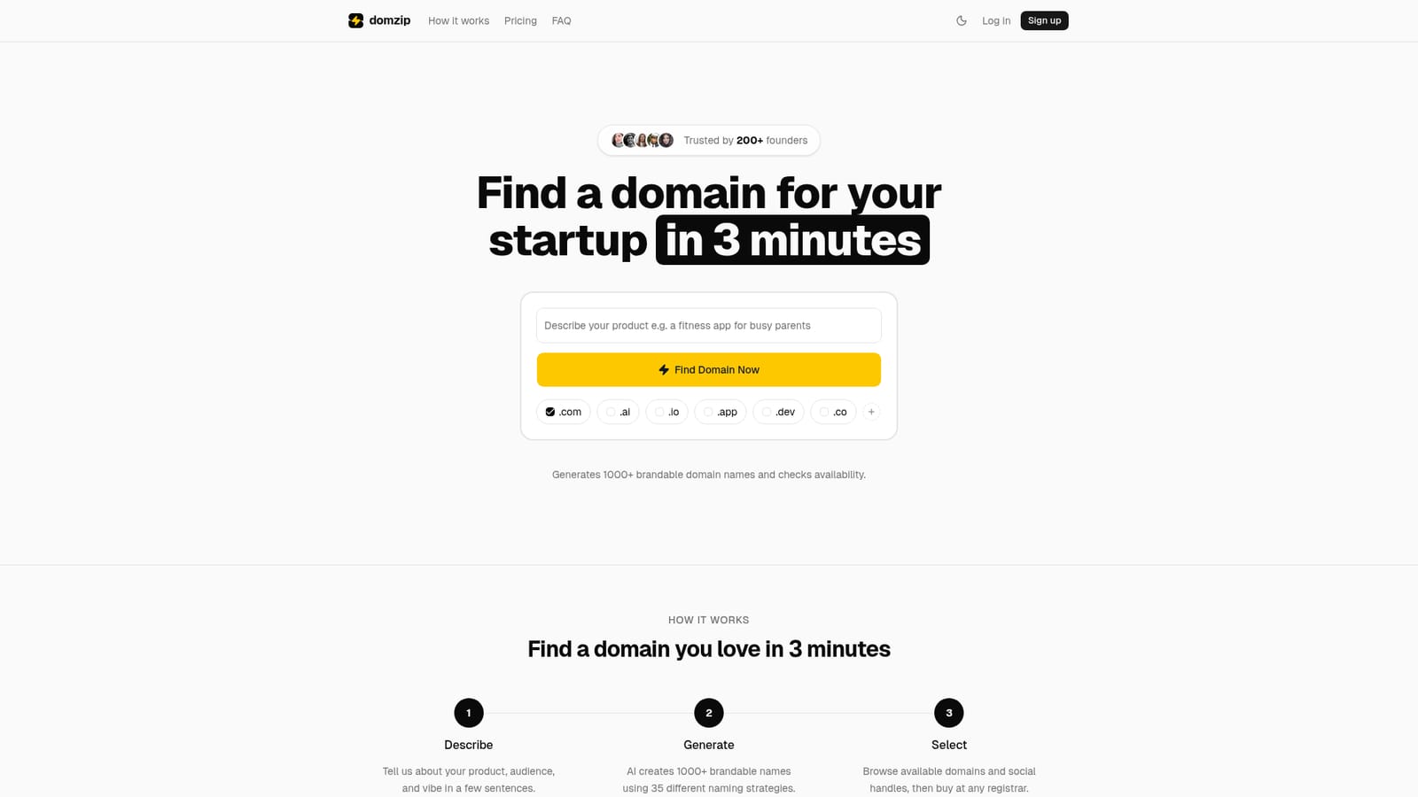 domzip — Describe your product, audience and tone