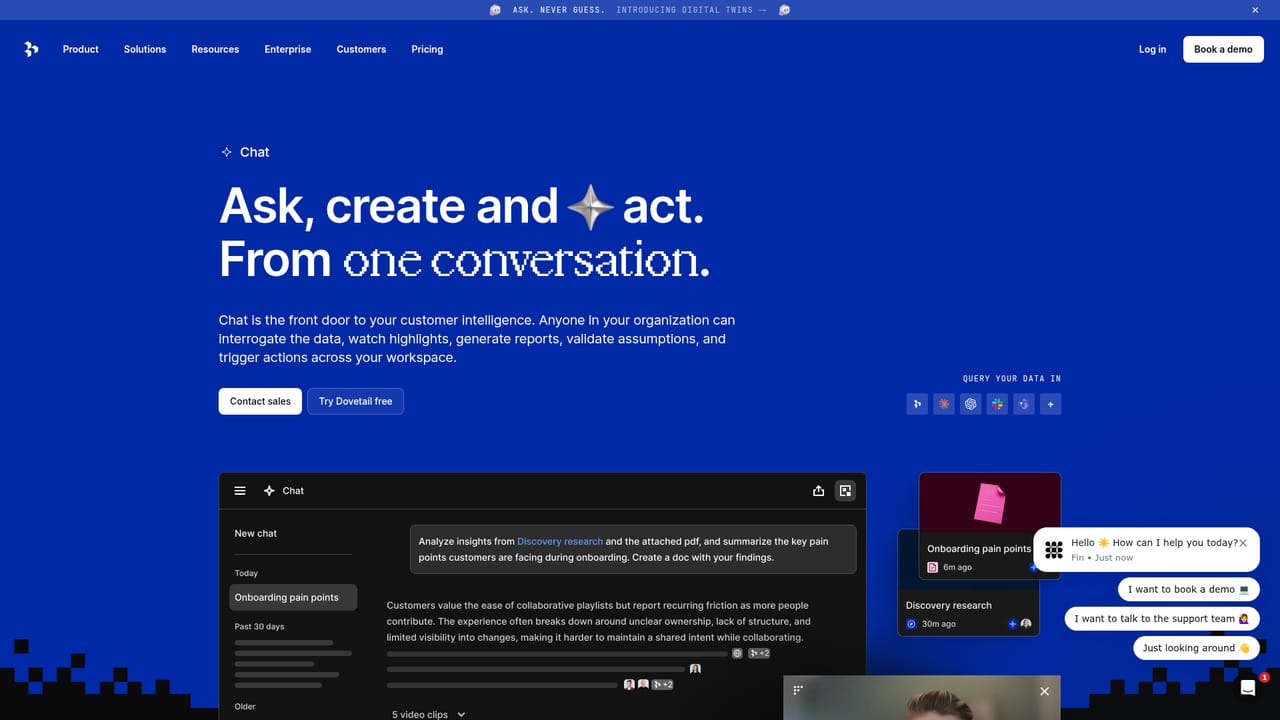 Dovetail — Ask questions in plain language