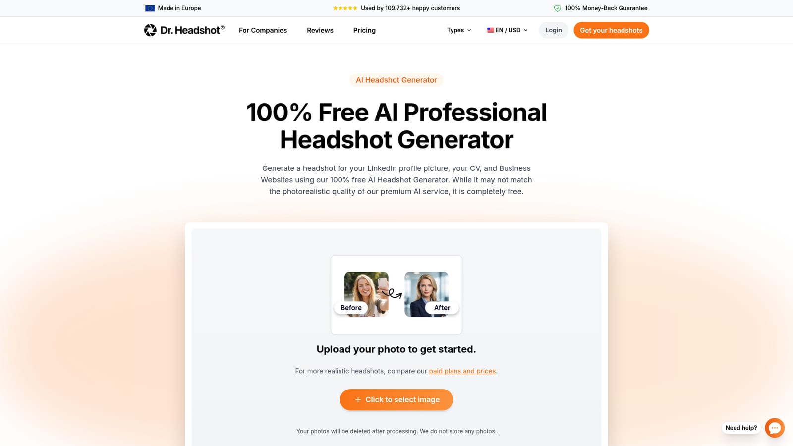 Dr. Headshot — Open the free headshot generator