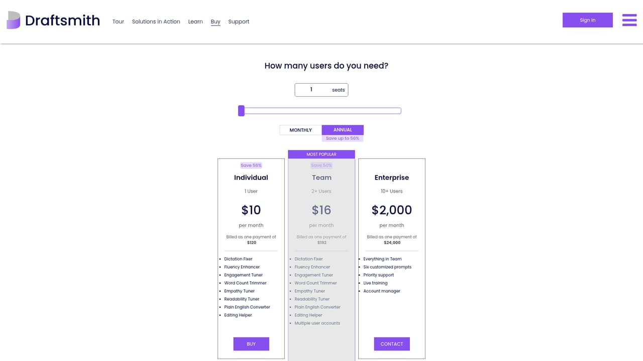 Draftsmith — Start the 7-day trial