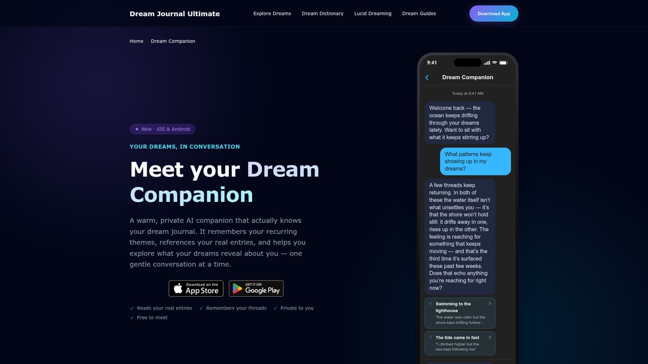 Dream Journal — Talk it through with Dream Companion