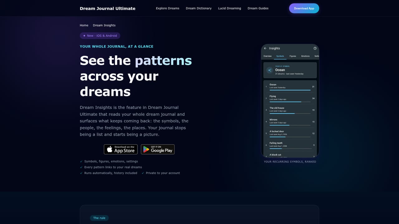 Dream Journal — Read the patterns once you have a few dreams