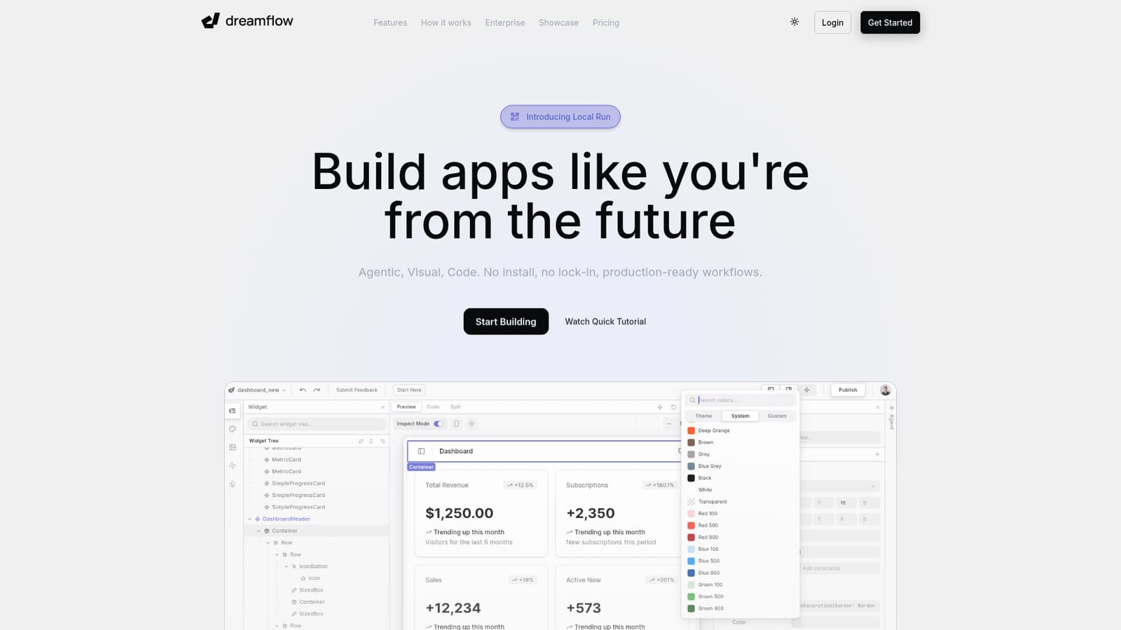 Dreamflow — Open the builder and sign in