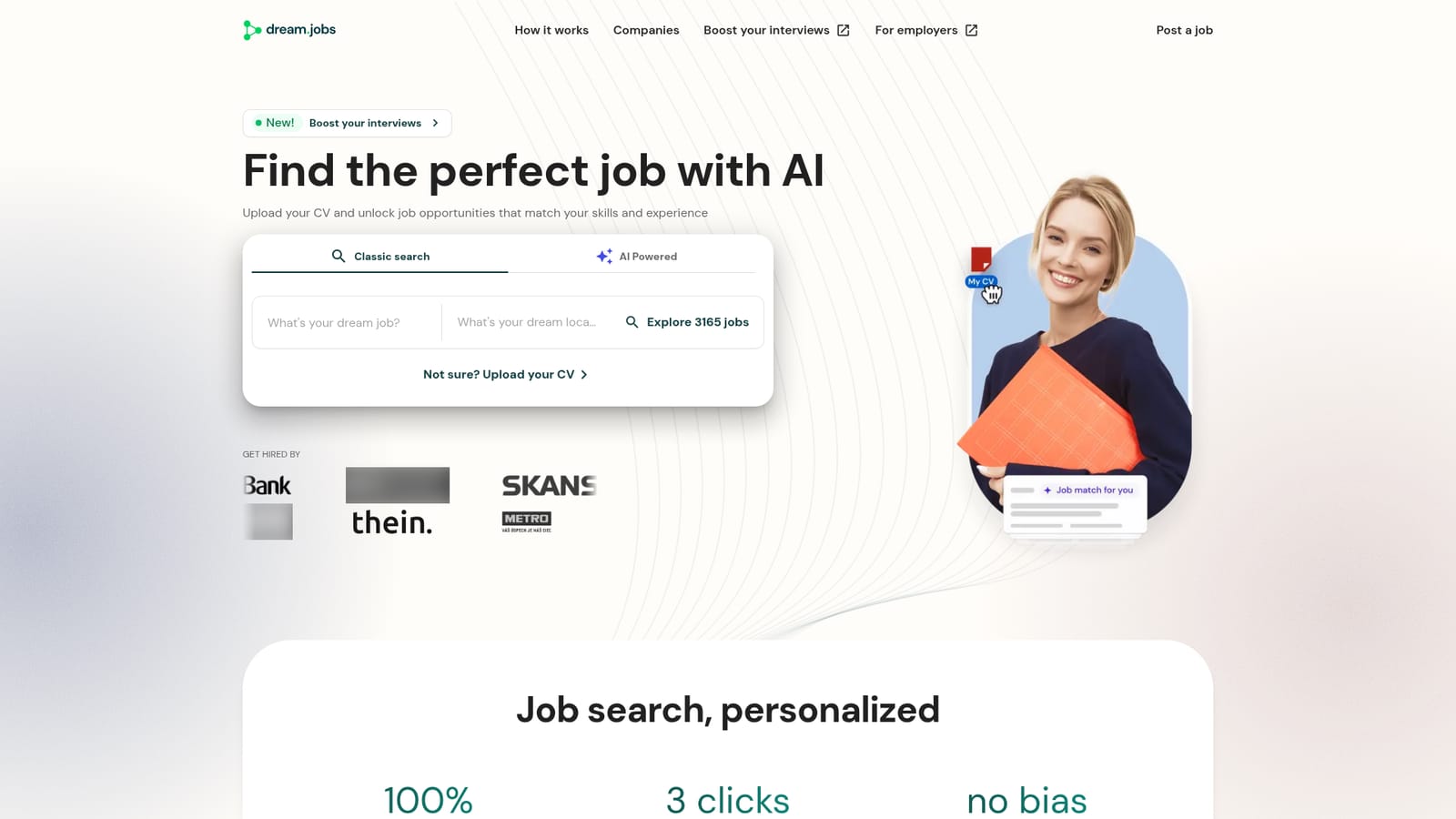 Dreamjobs — Upload your CV
