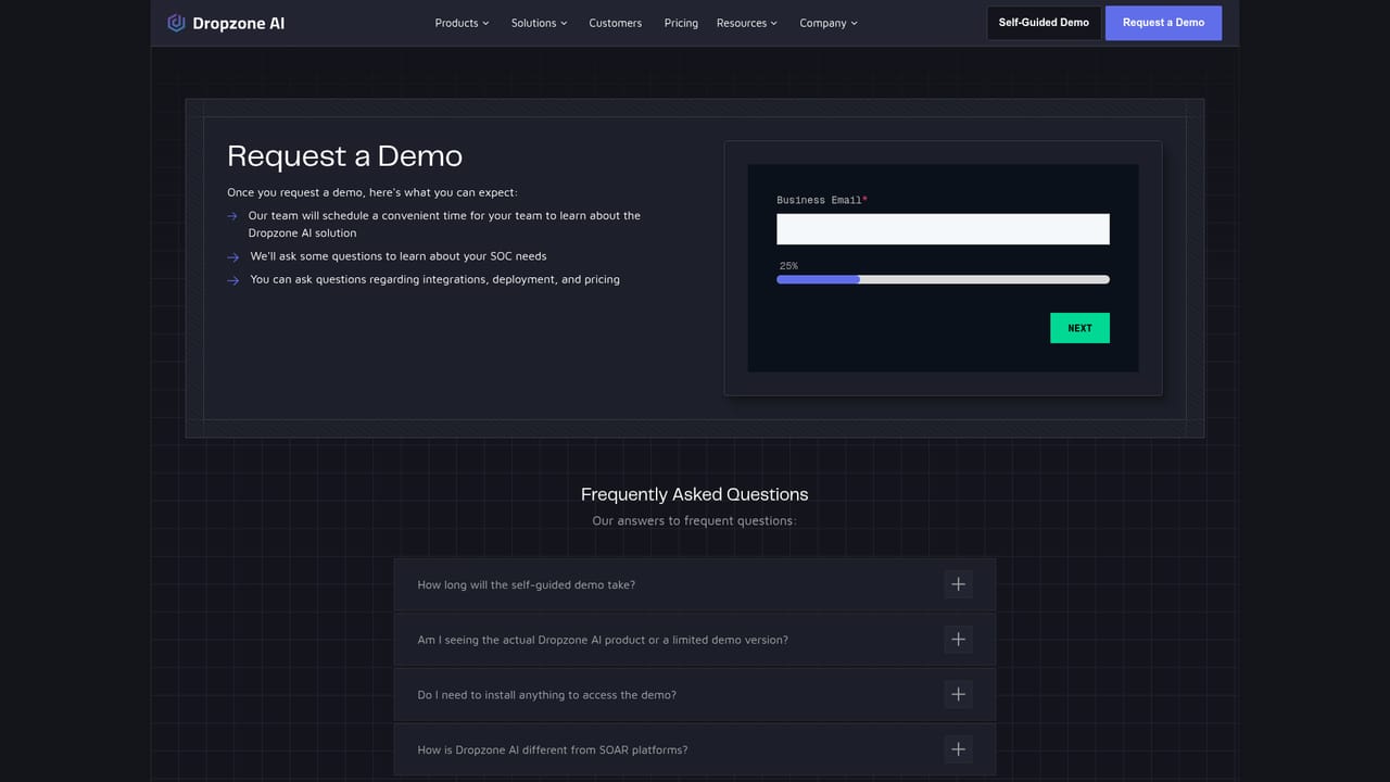 Dropzone Threat Hunter — Book a demo with the Dropzone team