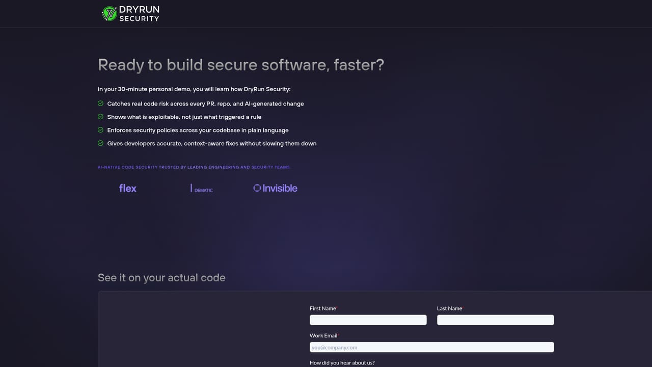 DryRun Security — Book a walkthrough to get started