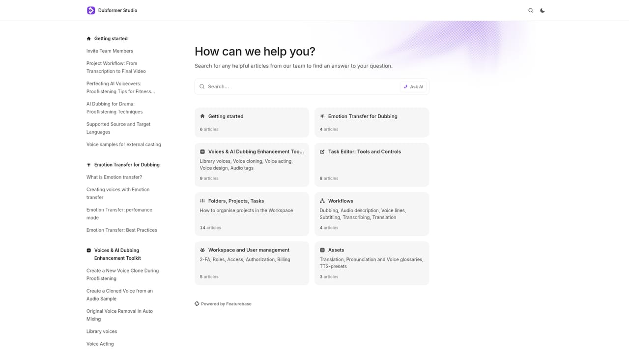 Dubformer — Consult help docs and changelog