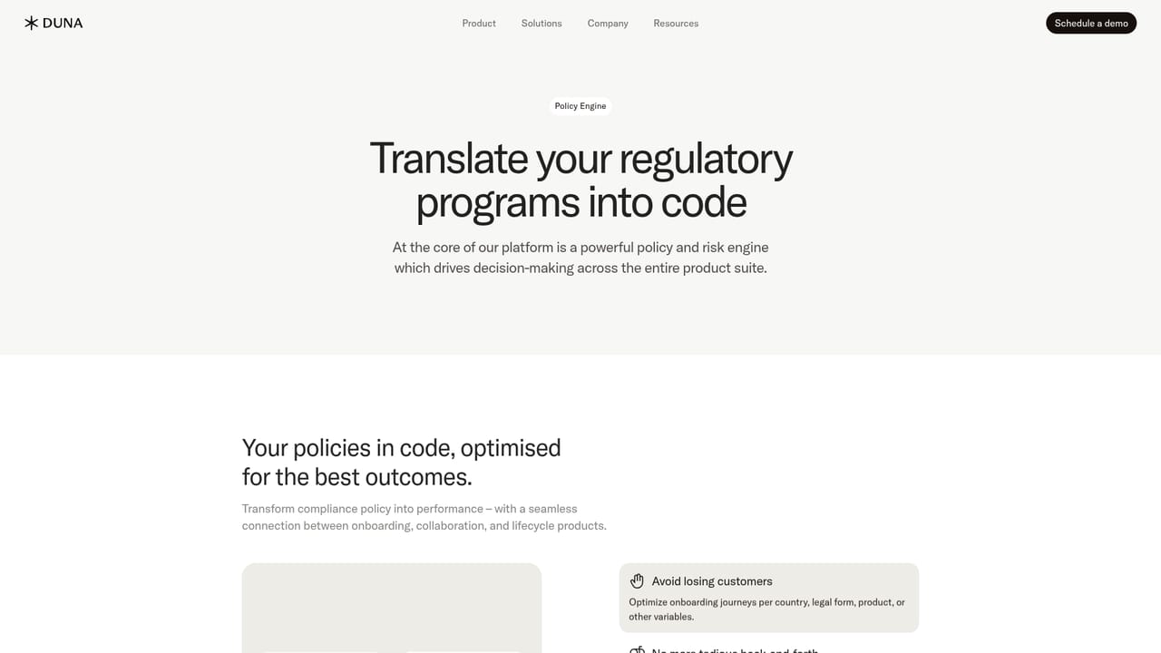Duna — Map your policies into the engine