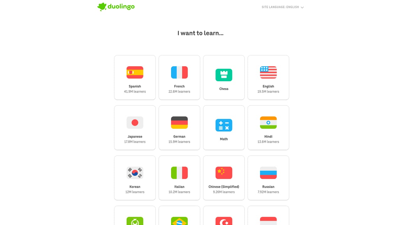 Duolingo — Create an account