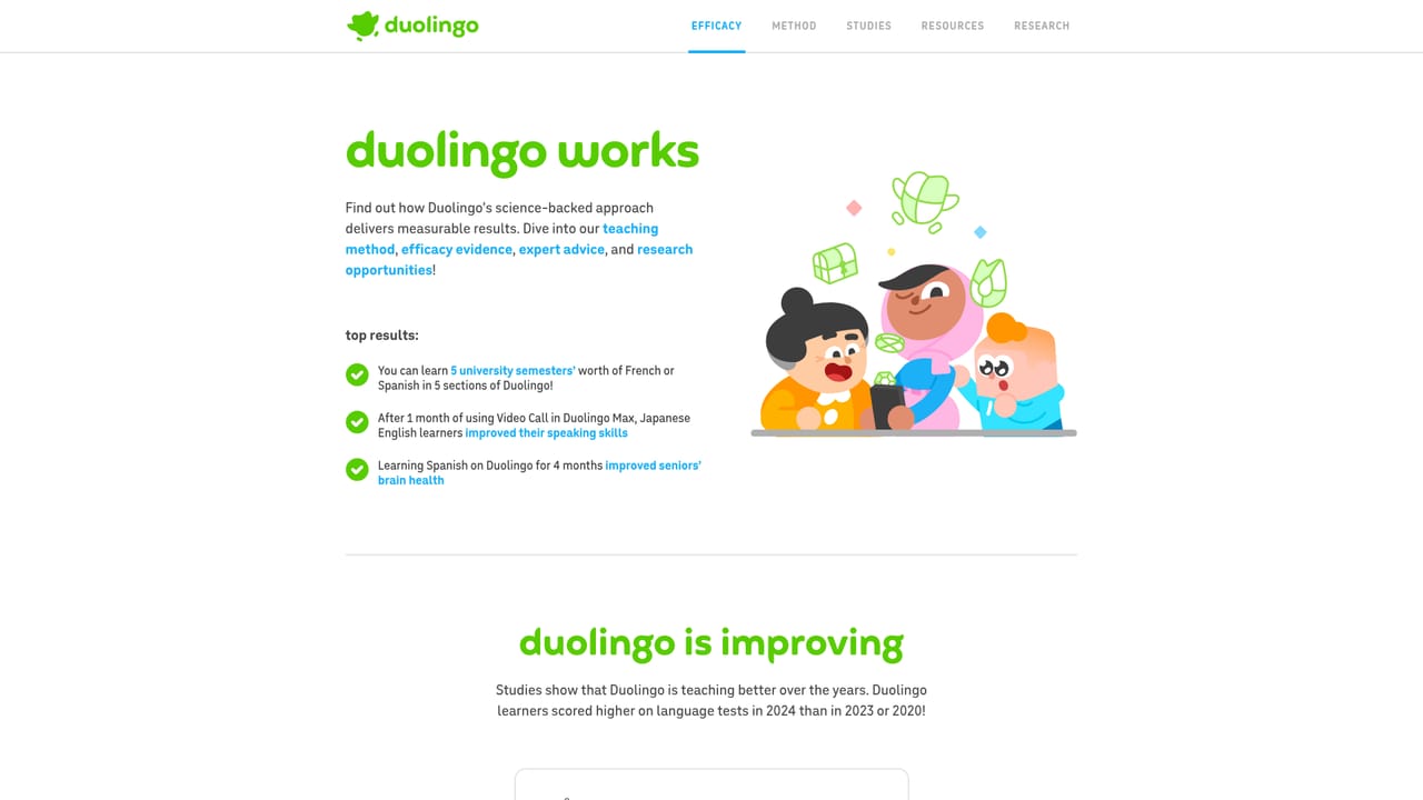 Duolingo — Review the efficacy research