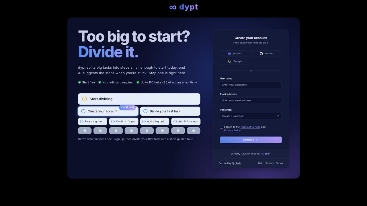 Dypt — Create a free account