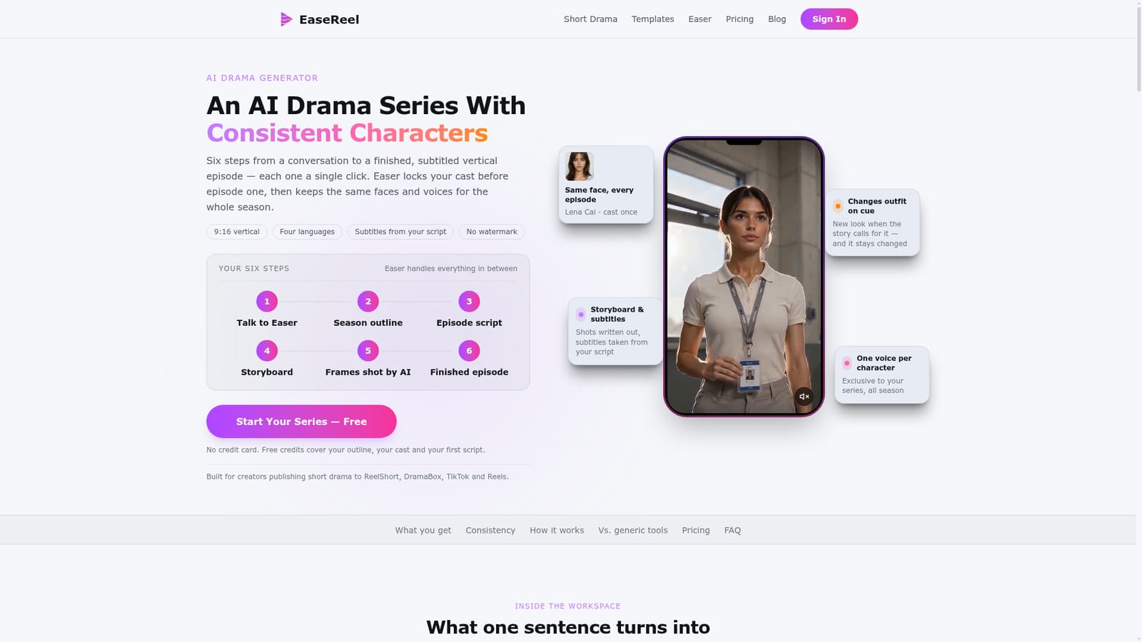 EaseReel — Start with one sentence