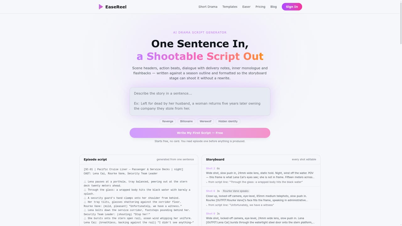EaseReel — Edit the episode script