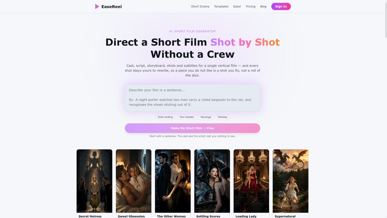 EaseReel — Cast the characters and assign voices