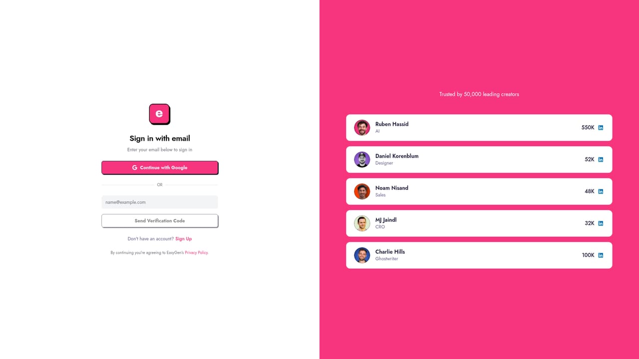 EasyGen — Open EasyGen and sign in