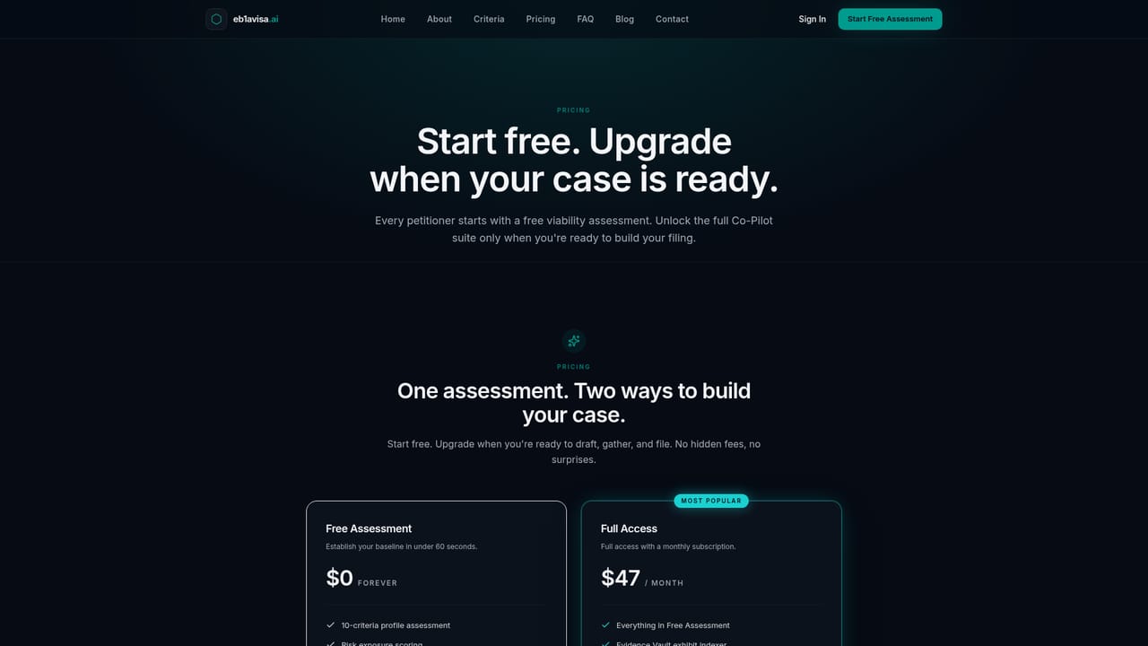 eb1avisa.ai — Gather evidence or upgrade