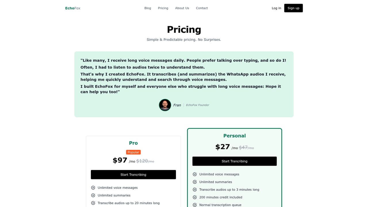 EchoFox — Pick a plan and start the trial