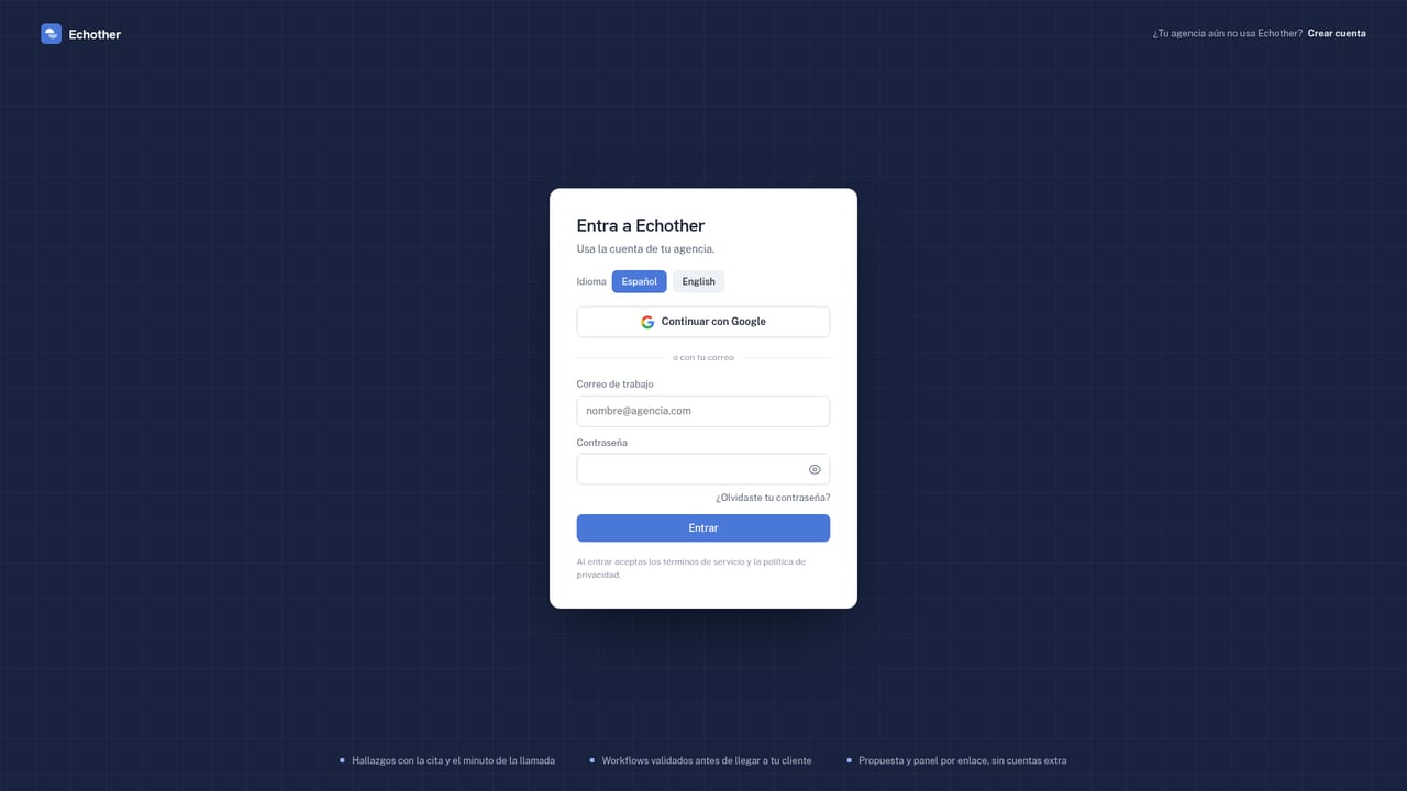 Echother — Create your agency account