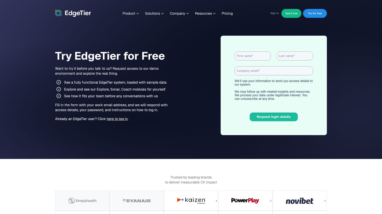 EdgeTier — Request sandbox access