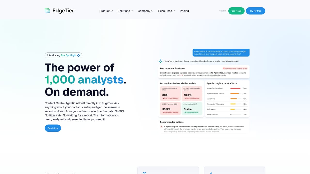 EdgeTier — Ask your first question in Spotlight