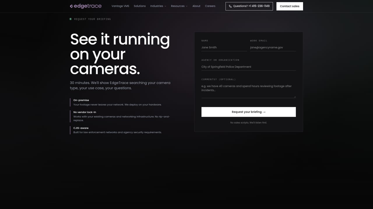 EdgeTrace — Request a briefing