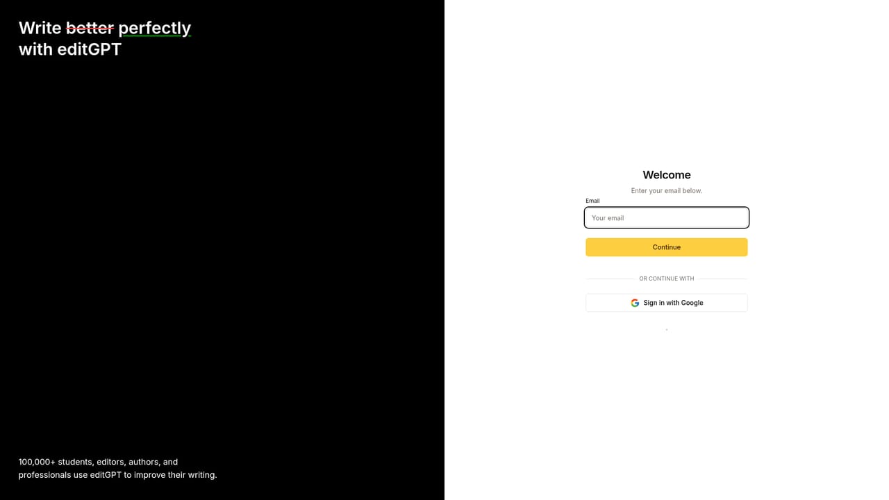 editGPT — Sign up for an account