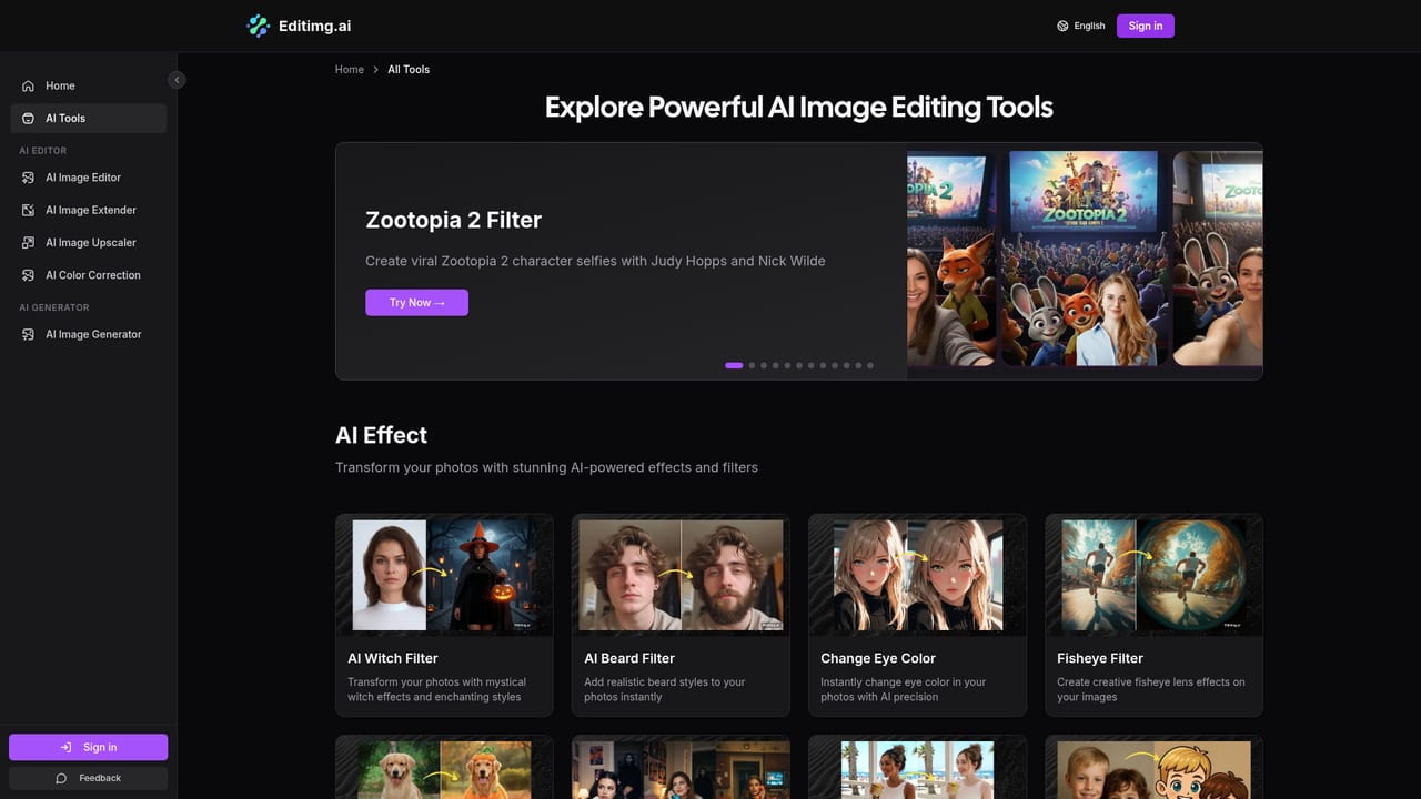 Editimg AI — Browse the full tool list