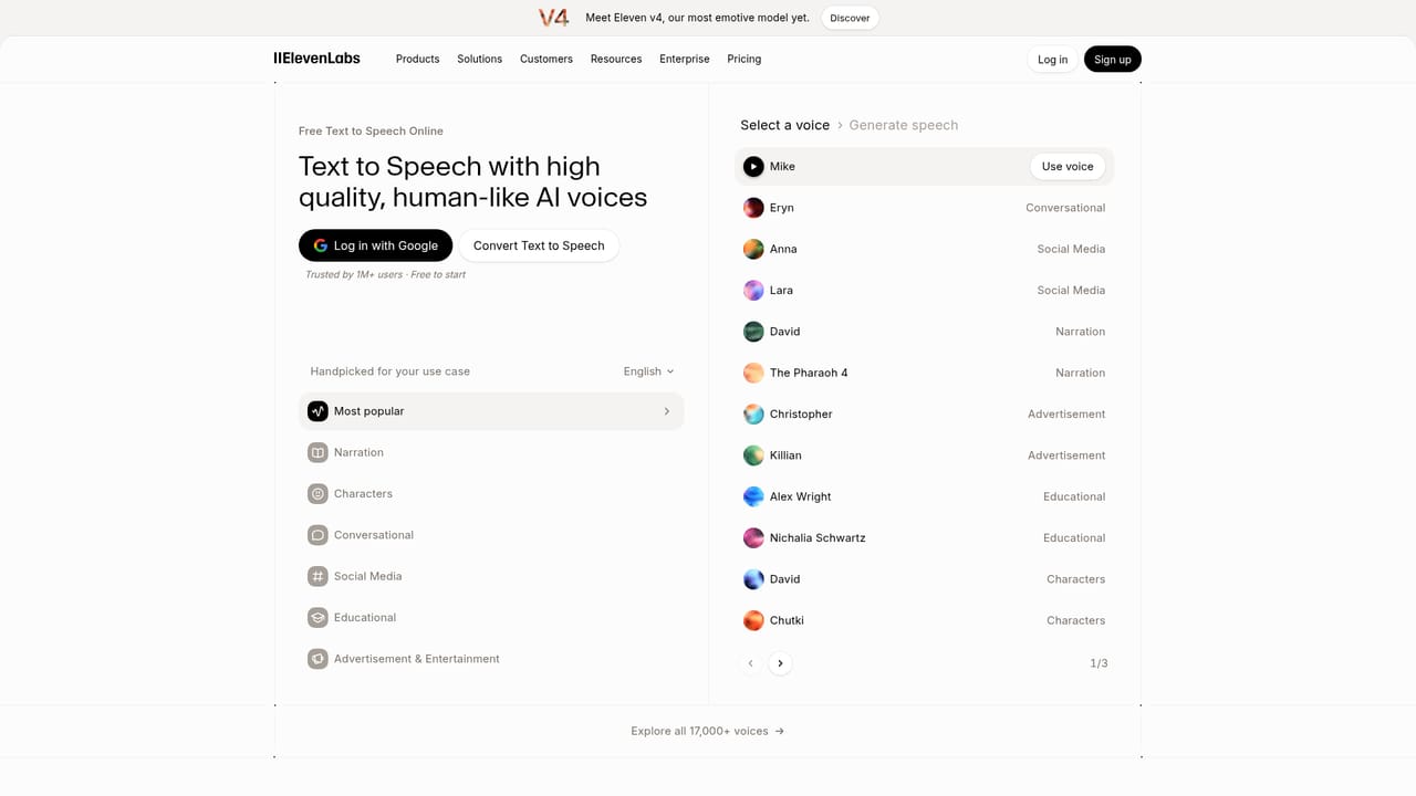 ElevenCreative — Assign voices and generate speech