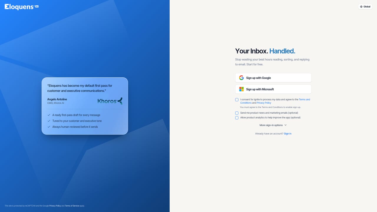 Eloquens AI — Create your account and start the trial