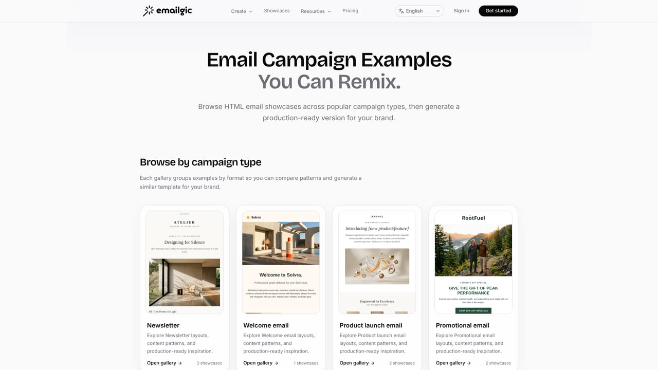 Emailgic — Browse showcases before you build