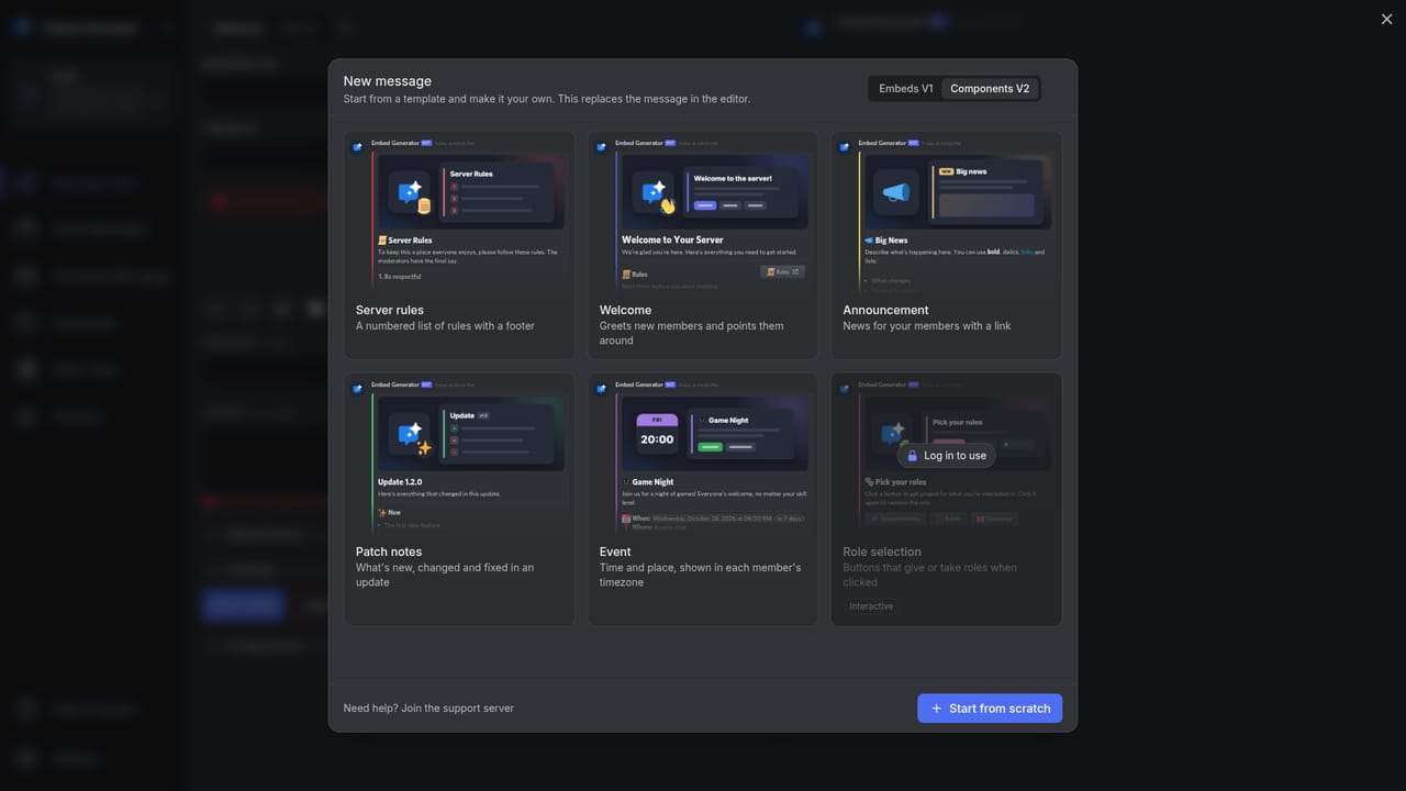 Embed Generator — Open the editor and build your message