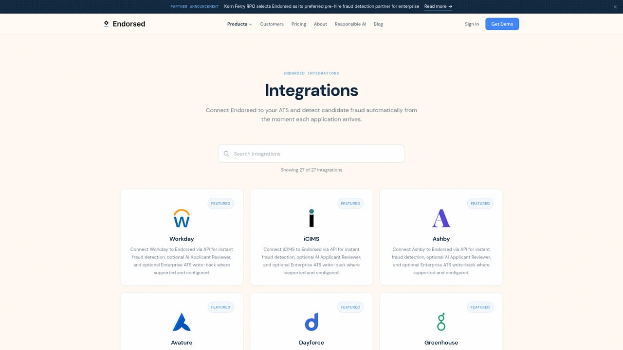 Endorsed — Connect Endorsed to your applicant tracking system