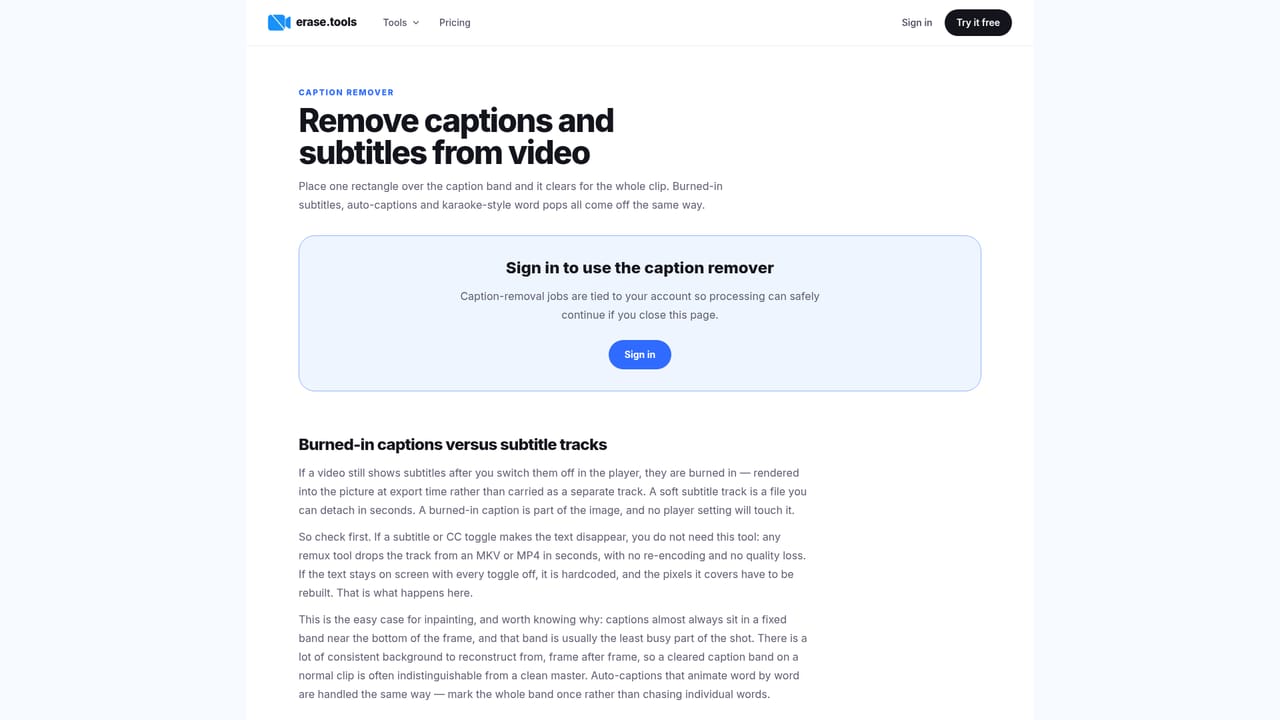 erase.tools — Upload your clip