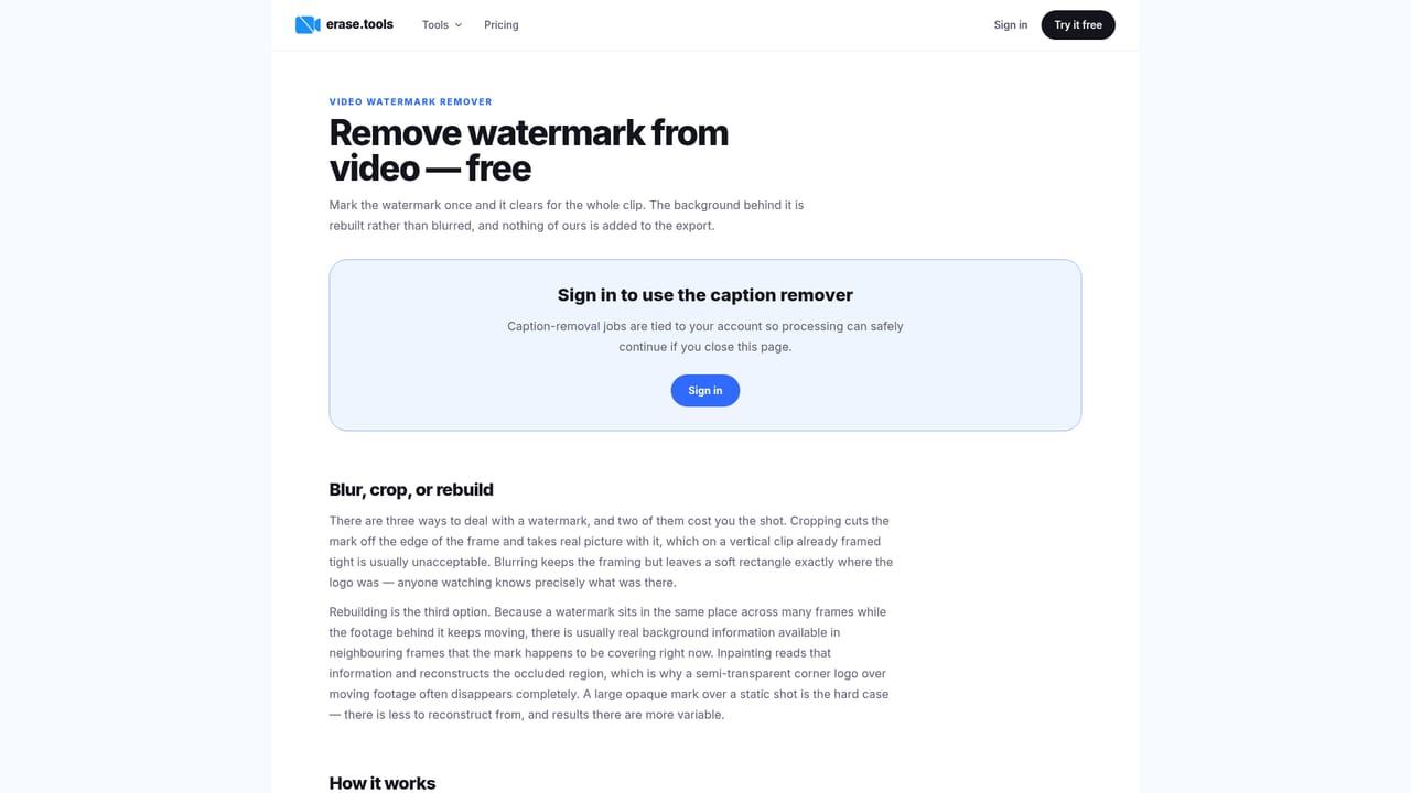 erase.tools — Track a moving watermark